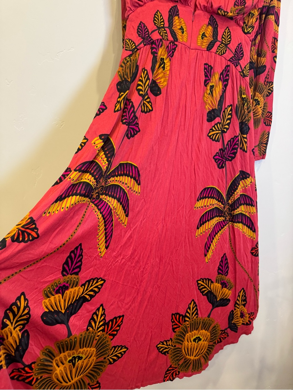 FARM Rio Red Maxi Dress with Orange Floral Print - Picture 8 of 9